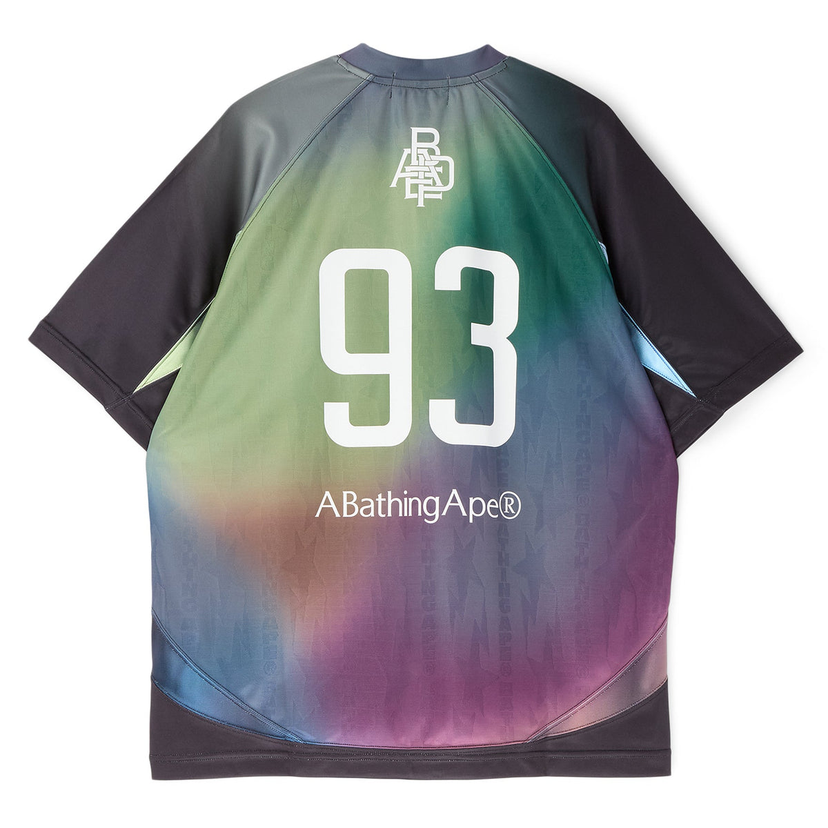 A Bathing Ape Tie Dye Sta Stripe Pattern Relaxed Fit Football Jersey Tee M (Black) - Image 2