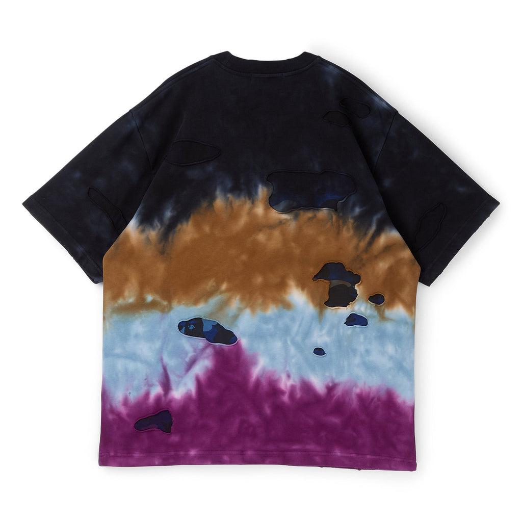 A Bathing Ape Color Camo Tie Dye Destroyed Multi Logo Relaxed Fit Tee M (Black) - Image 2