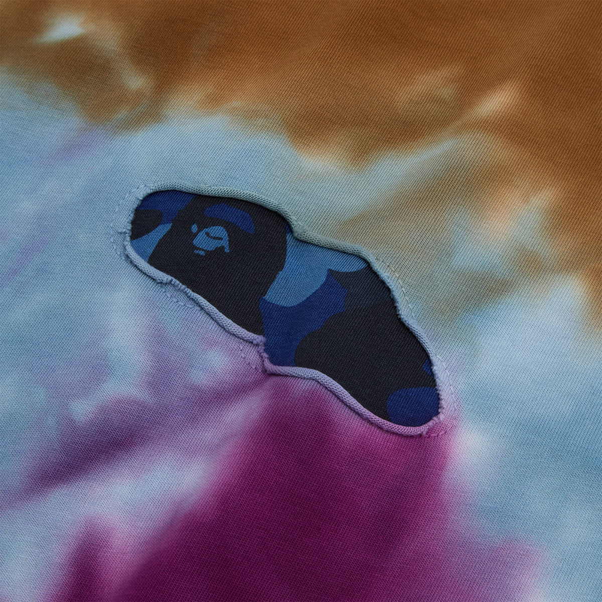 A Bathing Ape Color Camo Tie Dye Destroyed Multi Logo Relaxed Fit Tee M (Black) - Image 5