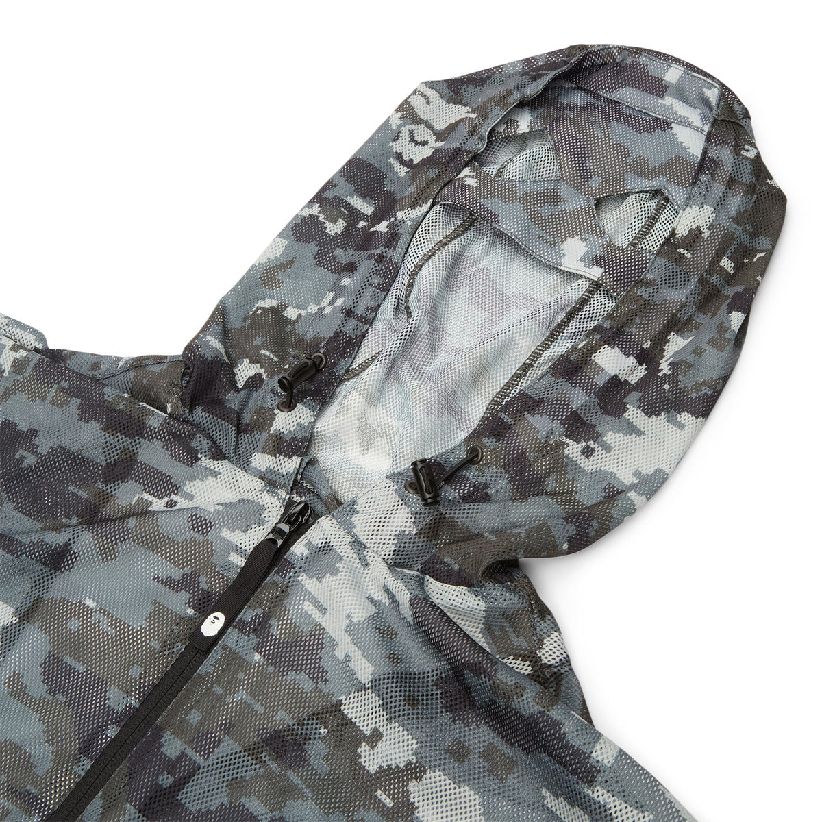 A Bathing Ape Multi Pixel Camo Mesh Hoodie Jacket M (Black) - Image 3