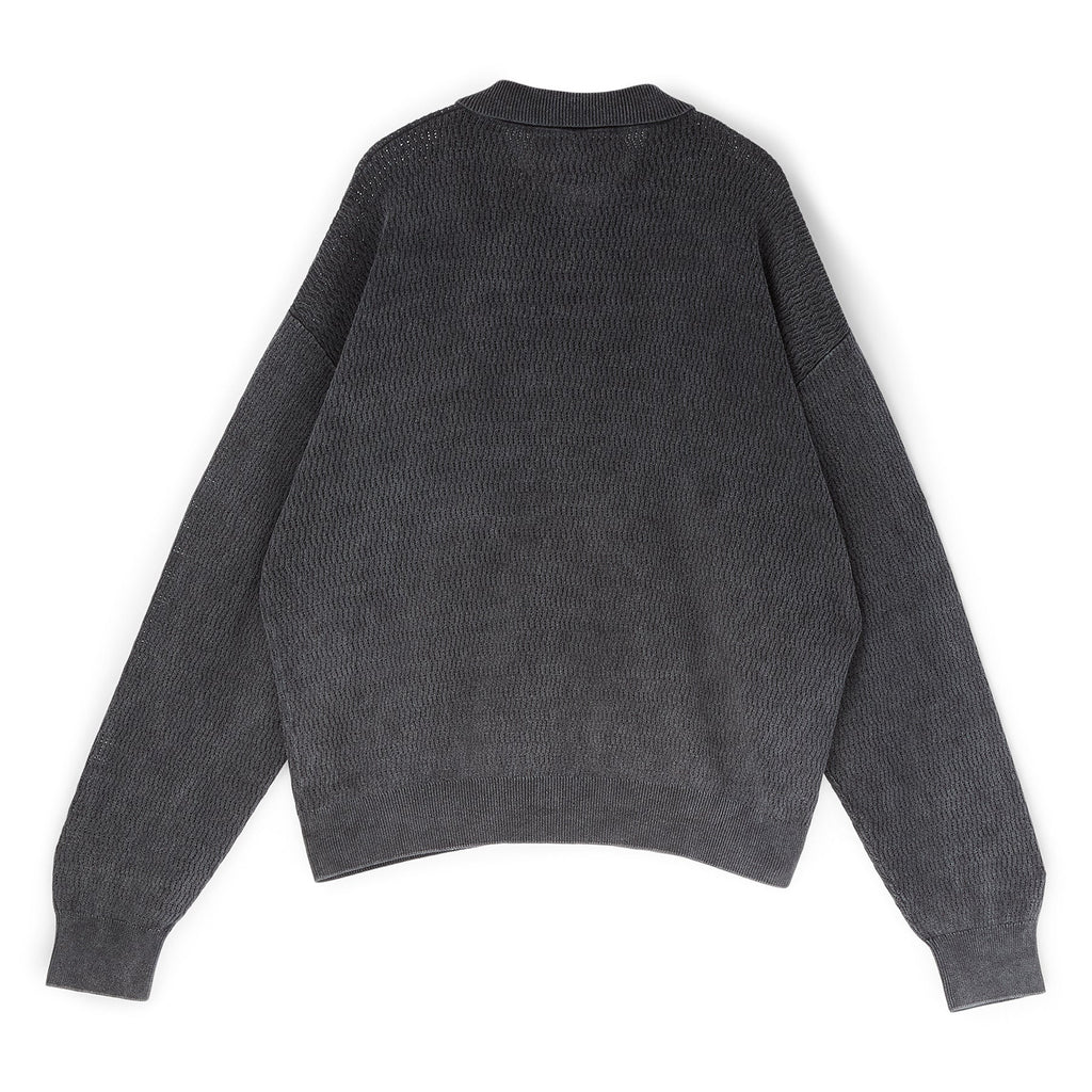 Brain Dead Pigment Dye Long Sleeve Polo Sweater (Ink) - Image 2