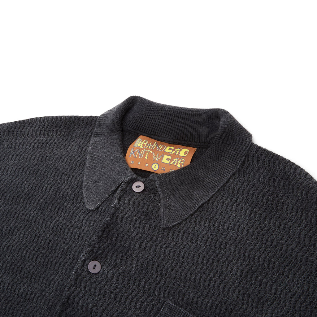 Brain Dead Pigment Dye Long Sleeve Polo Sweater (Ink) - Image 3