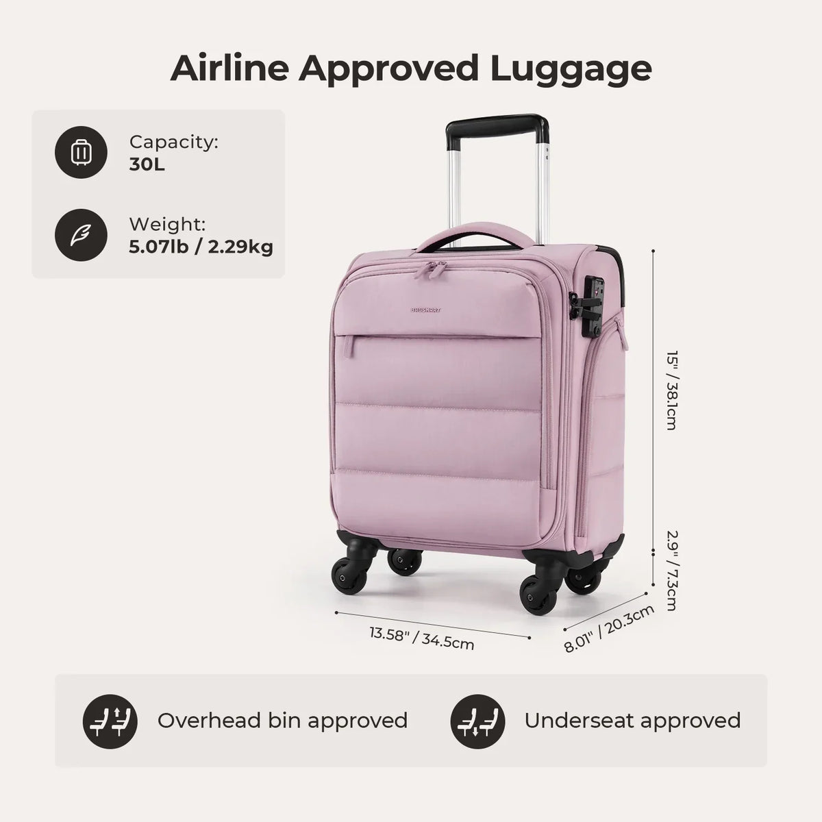Bagsmart 16" Personal Item Carry on Luggage - Image 36
