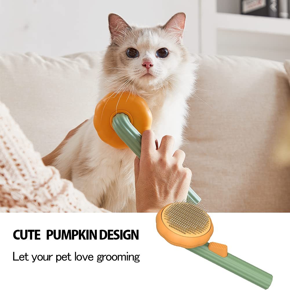 Pet Pumpkin Self-Cleaning Slicker Brush - Image 3