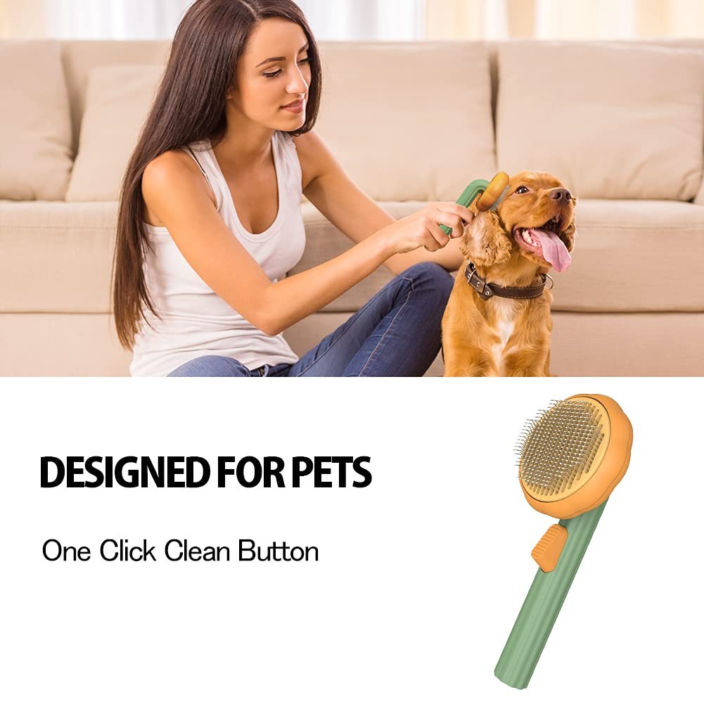 Pet Pumpkin Self-Cleaning Slicker Brush - Image 4