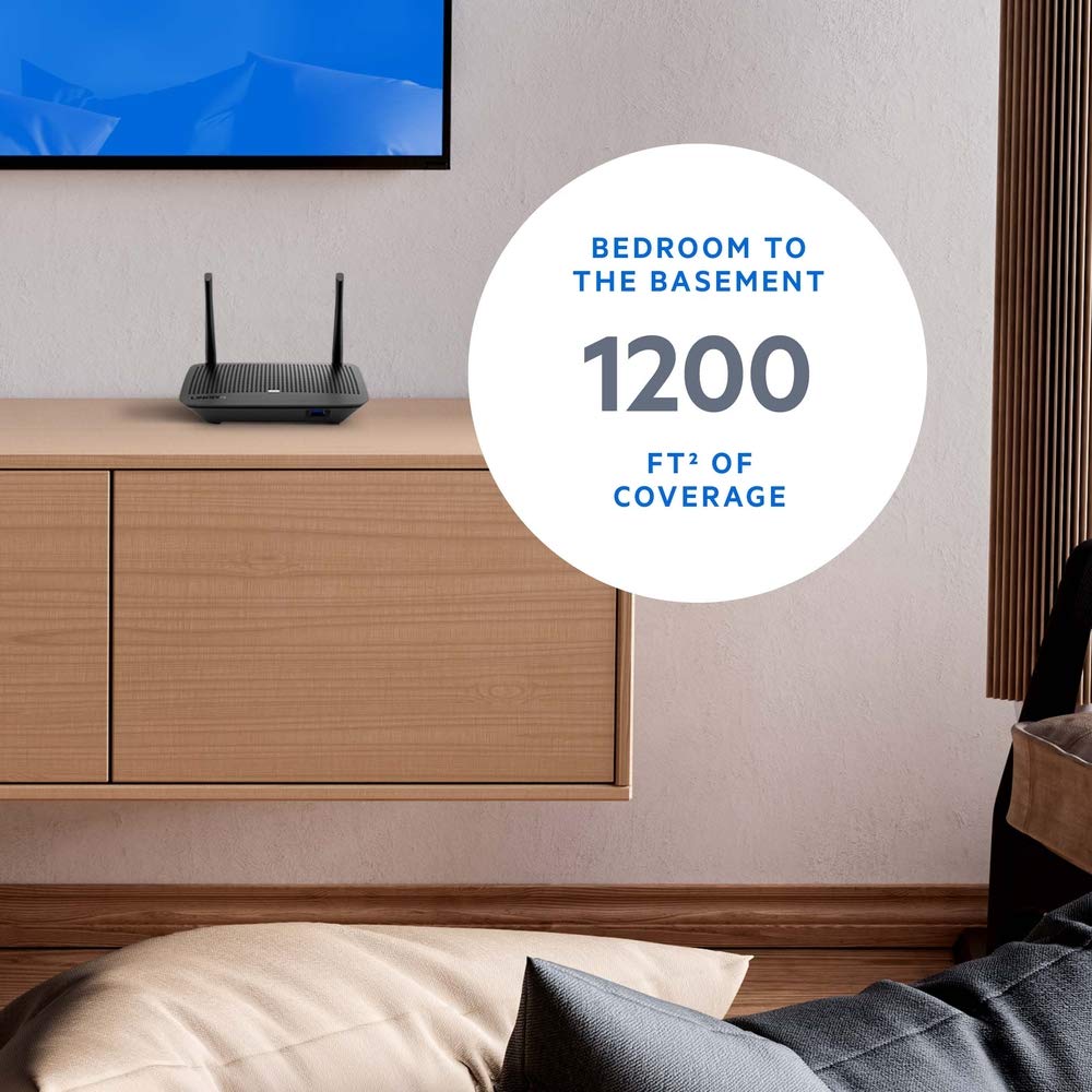 Linksys - MAX-STREAM AC1300 Dual-Band Mesh Wi-Fi 5 Router - Black MR6350 - Image 3