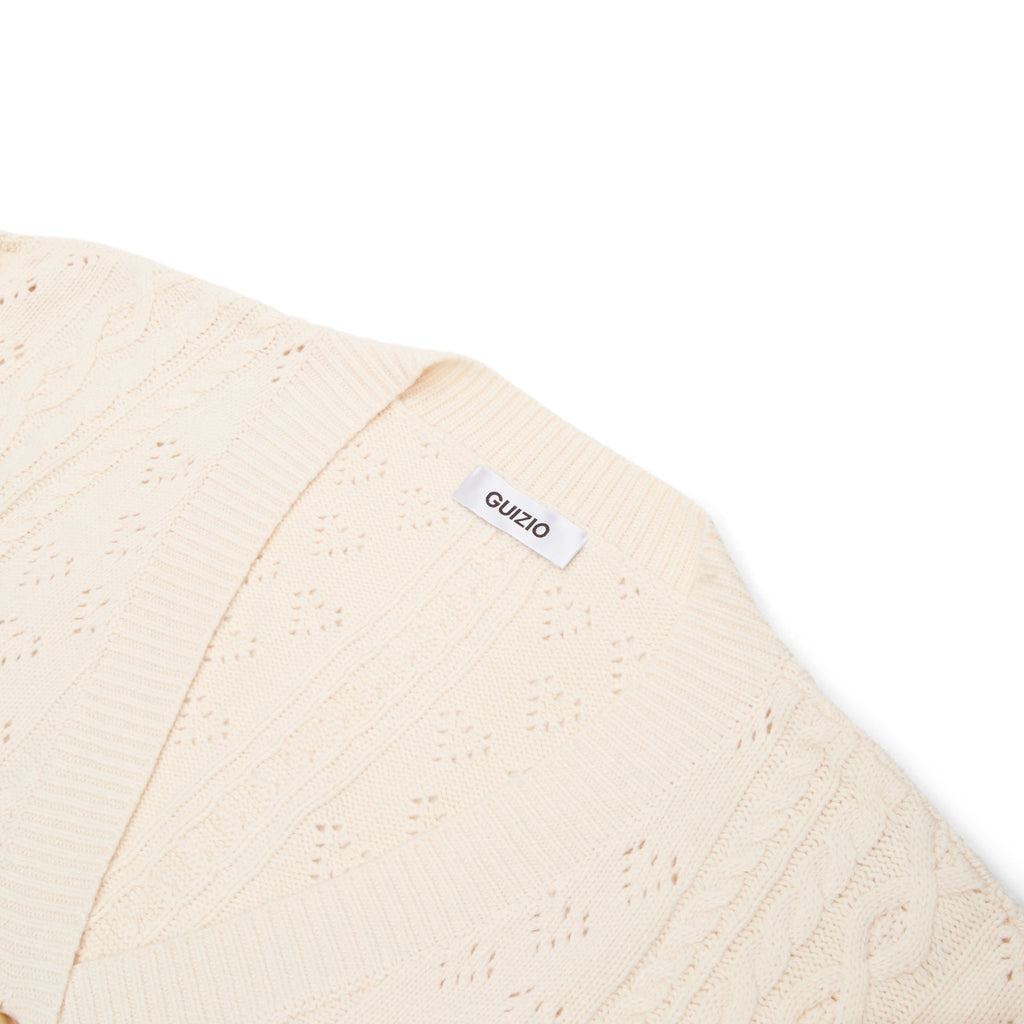Danielle Guizio Noah Cable Crop Cardigan (Snow white) - Image 3