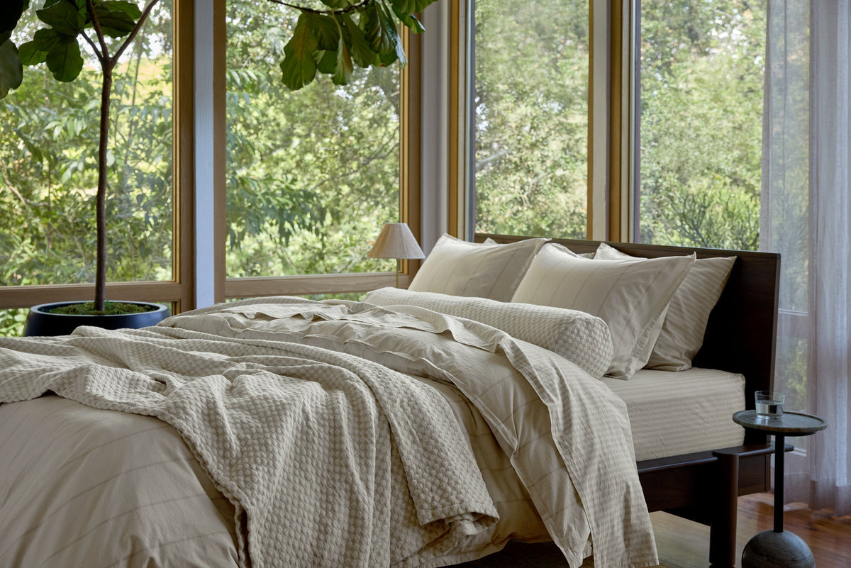 Percale Sheet Set - Bone Stripe F/Q - Image 4