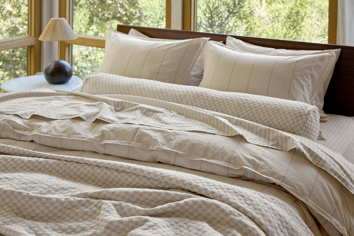 Percale Fitted Sheet (Bone Stripe) - Image 4