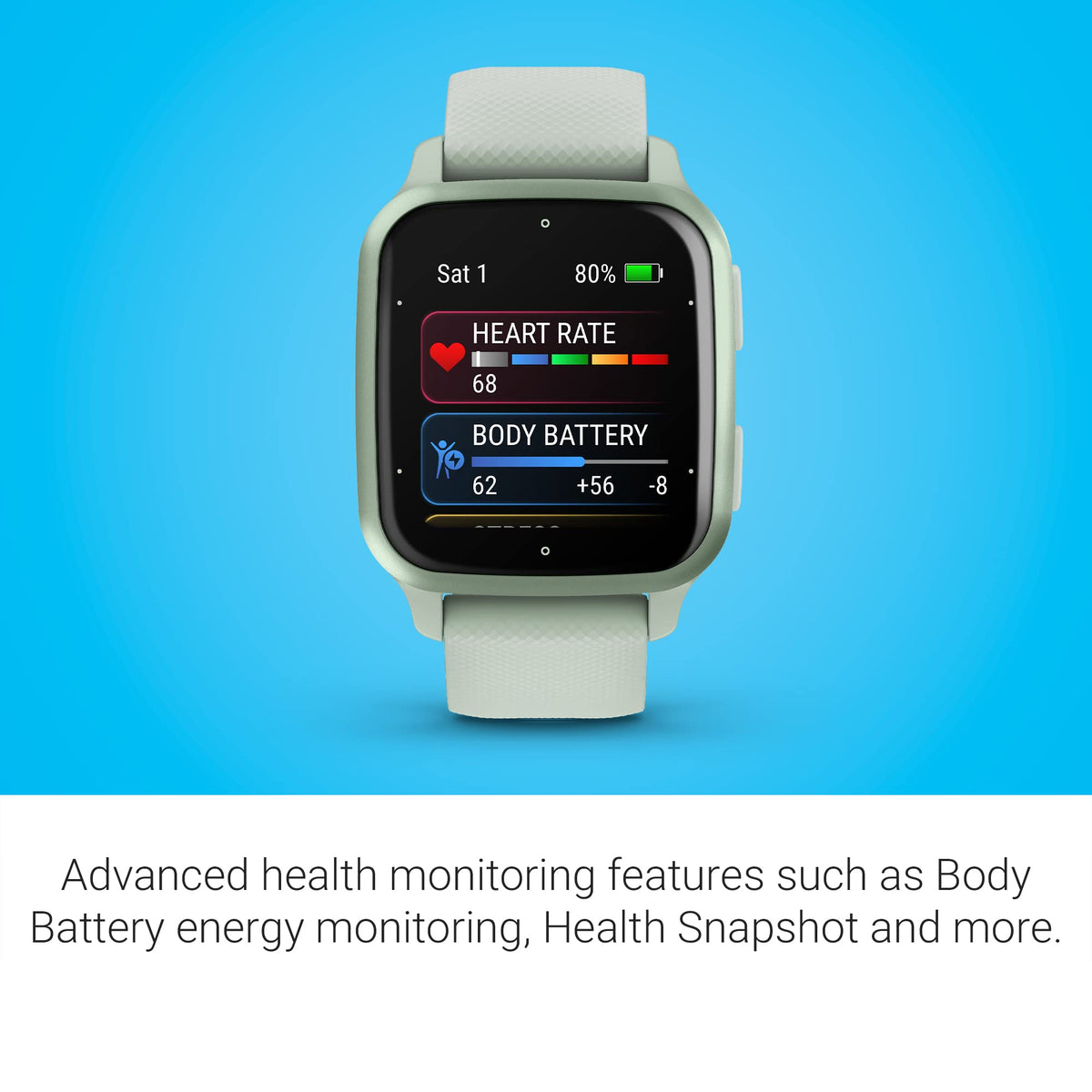 Garmin Venu Sq 2 GPS Smartwatch – 40mm – Cool Mint Case with Cool Mint Silicone Band – 010-02701-02 - Image 4