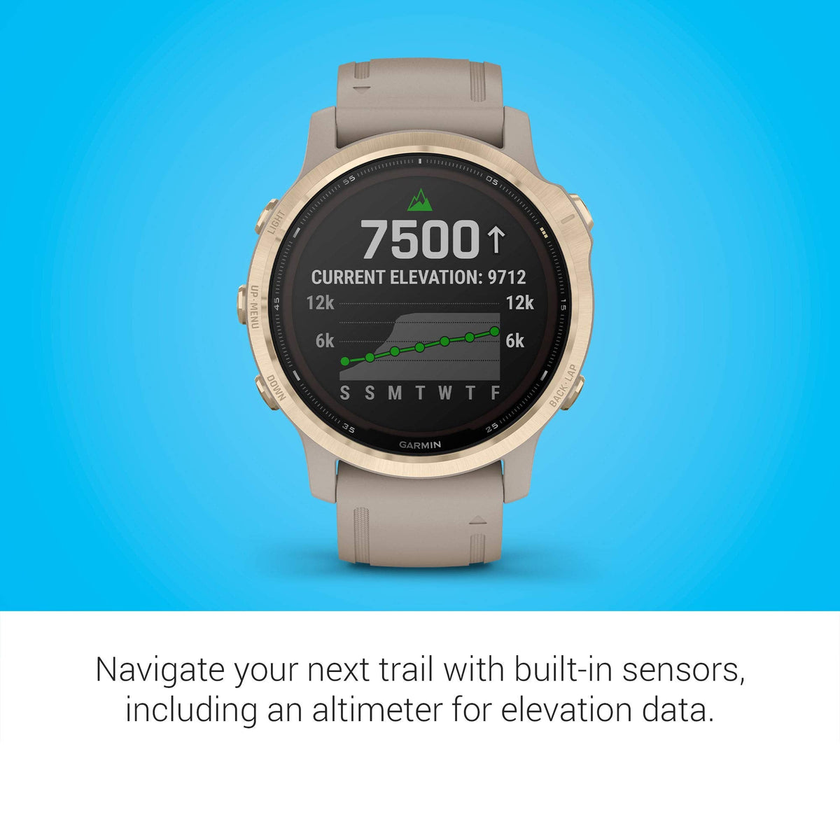 Garmin fenix 6S Pro Solar 42mm Light Gold with Light Sand Band - 010-02409-10 - Image 3