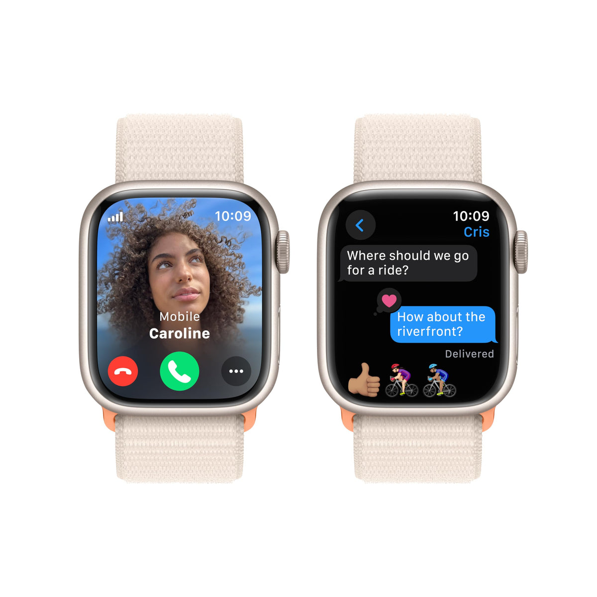 Apple - Watch Series 9 GPS + Cellular 41mm Starlight Aluminum Case with Starlight Sport Loop - MRHQ3LW/A - Image 4