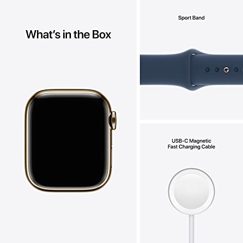 Apple Watch Series 7 Cellular - 45mm Gold with Abyss Blue Sport Band -MN9J3LL/A - Image 5