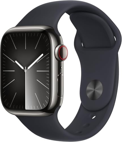 Apple Watch Series 9 (GPS + Cellular) 45mm Graphite Stainless Steel Case with Midnight Sport Band -