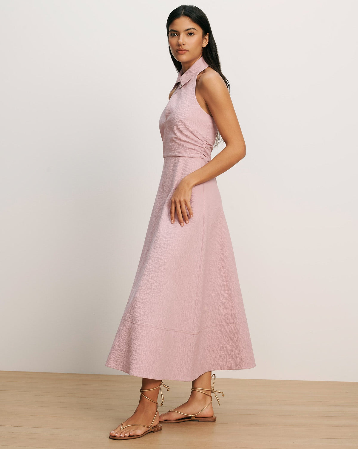 Mackey Seersucker Halter Midi Dress - Image 2