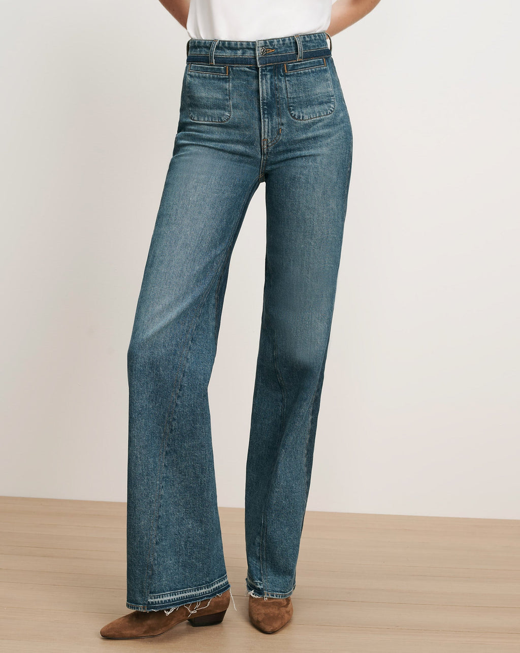 Crosbie Color-Block Slim Wide-Leg Jean - Image 2