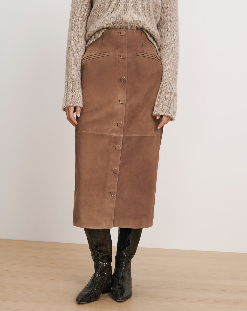 Callisian Suede Midi Skirt - Image 3