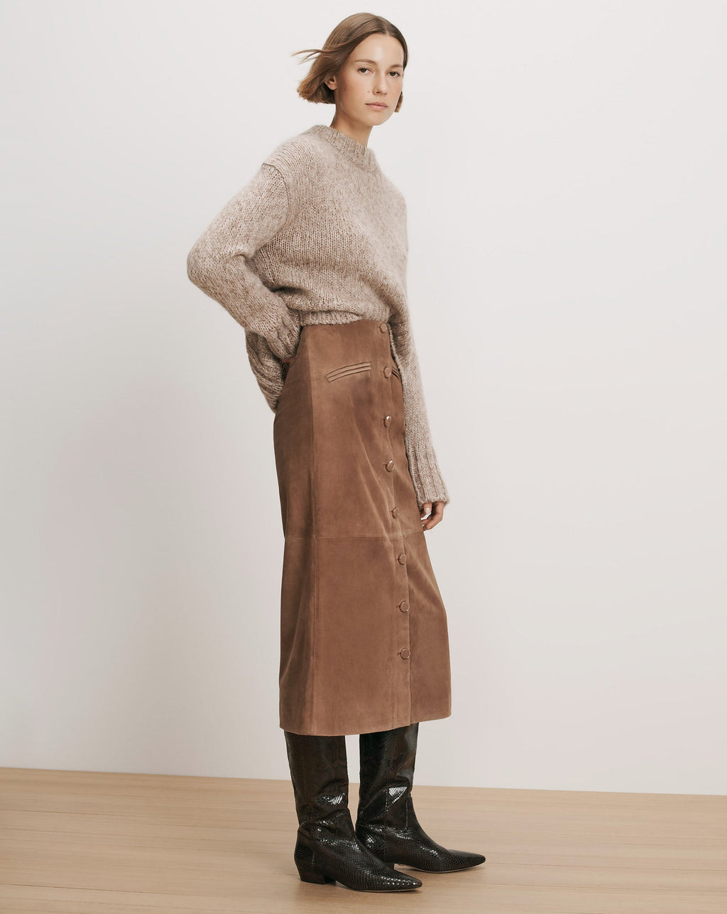 Callisian Suede Midi Skirt - Image 4