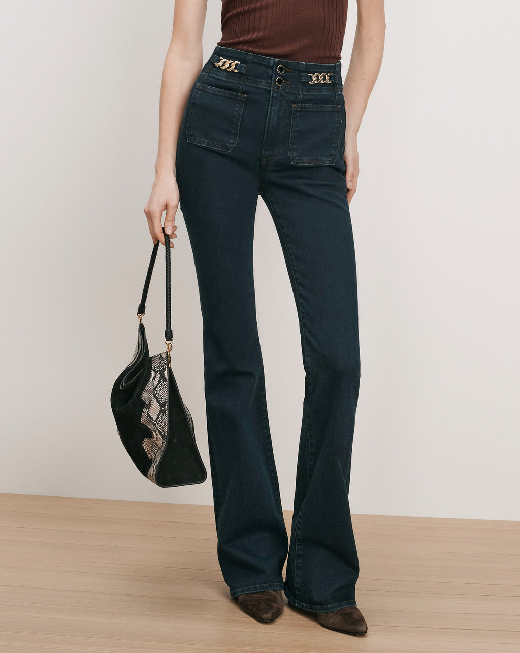 Beverly Skinny-Flare Chain-Detail Jean - Image 2