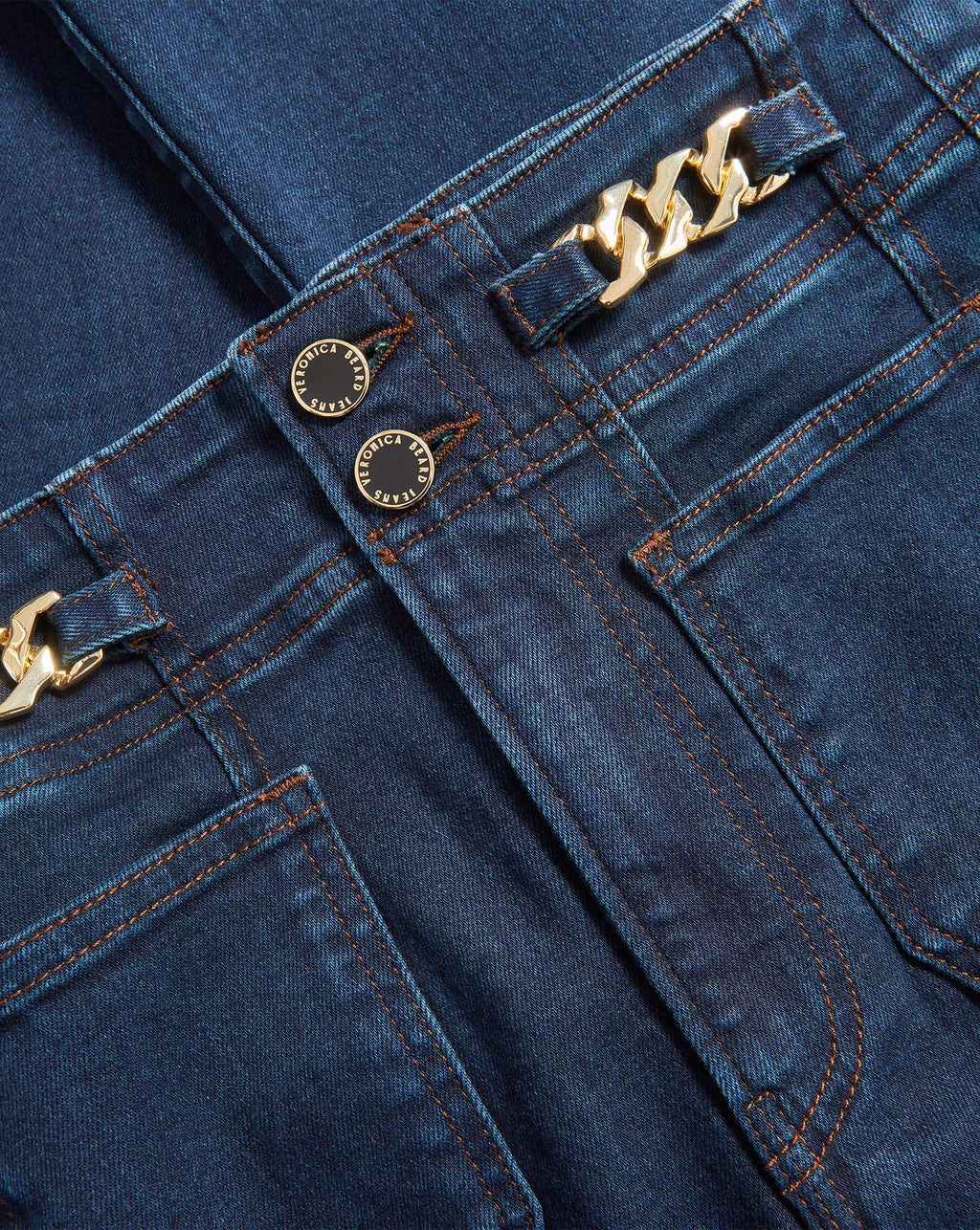 Beverly Skinny-Flare Chain-Detail Jean - Image 3