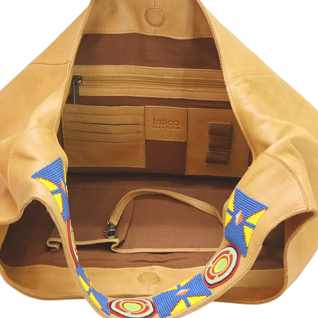 Lindsey Beaded Leather Tote Bag - Image 3