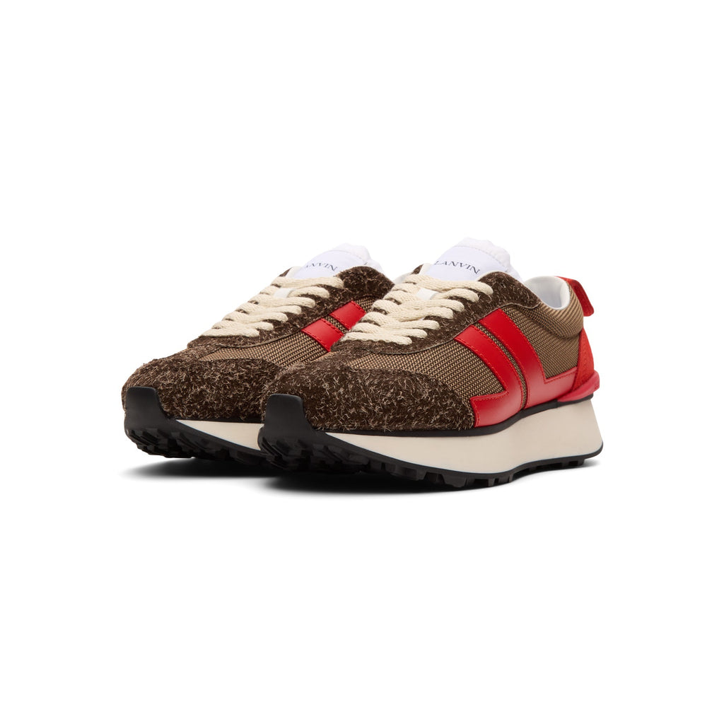 Lanvin Bumpr Mesh Sneakers (Brown/Red) - Image 3