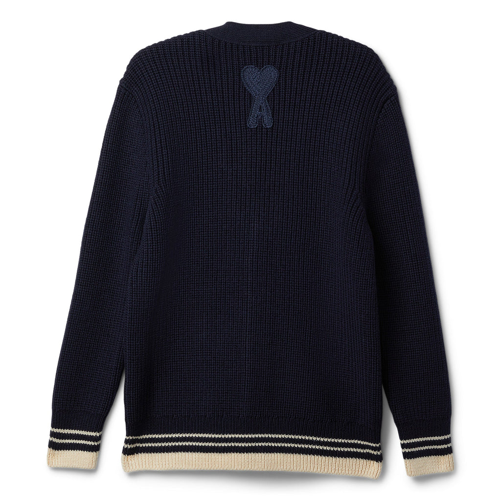 AMI Paris Ribbed Cardigan (Navy blue) - Image 2