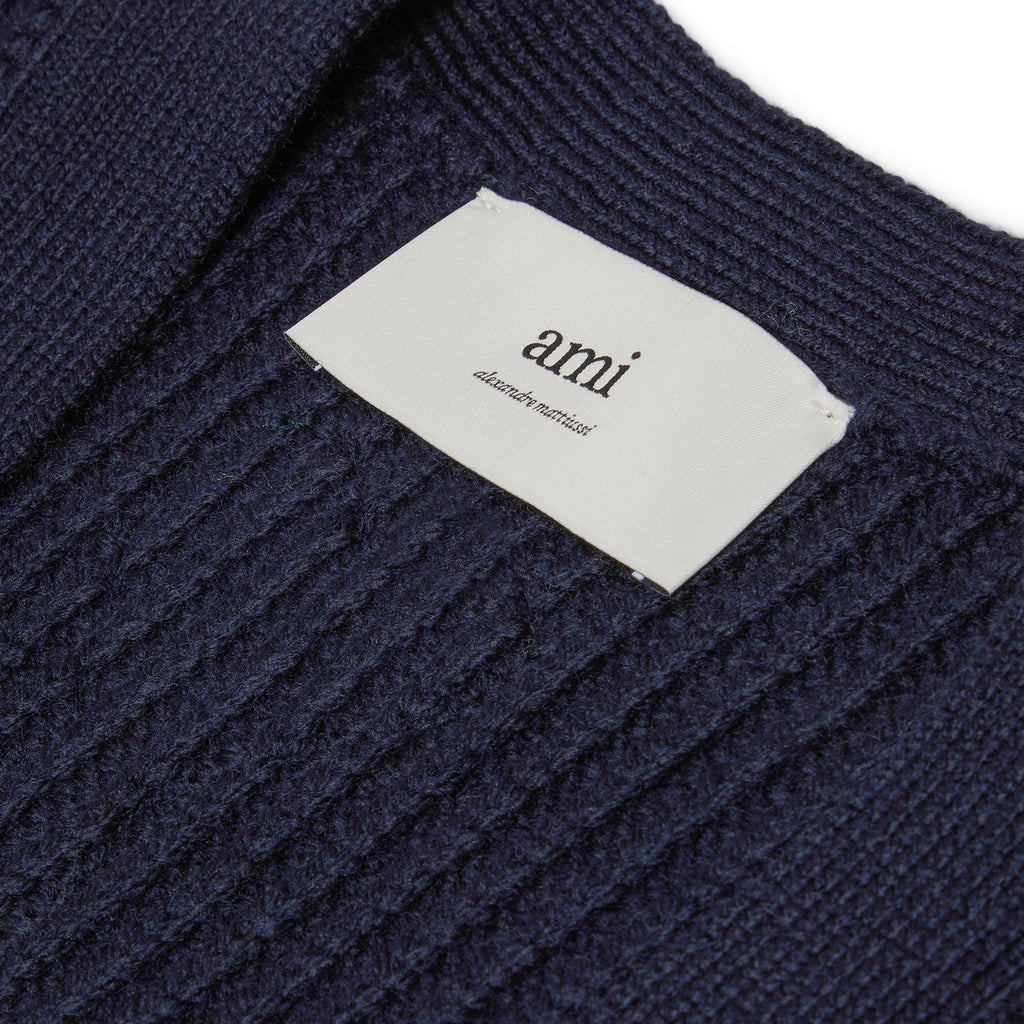 AMI Paris Ribbed Cardigan (Navy blue) - Image 4
