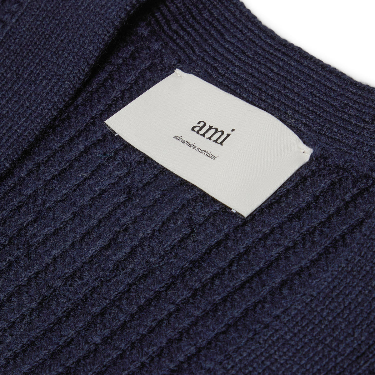 AMI Paris Ribbed Cardigan (Navy blue) - Image 4