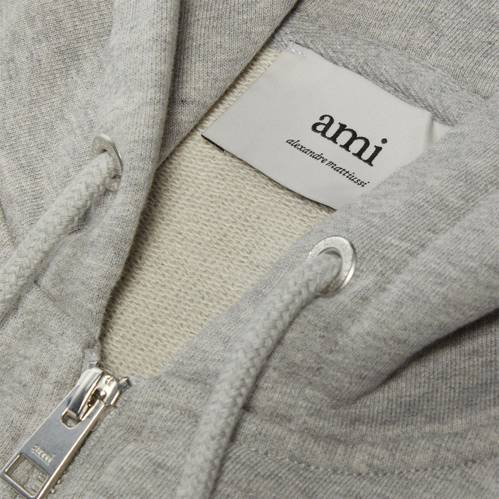 AMI Paris ADC Zip Hoodie (Heather Ash Grey) - Image 4