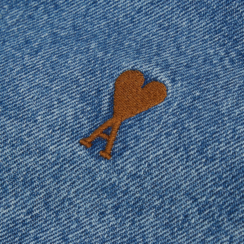 AMI Paris ADC Cotton Button-Down Shirt (Blue) - Image 4
