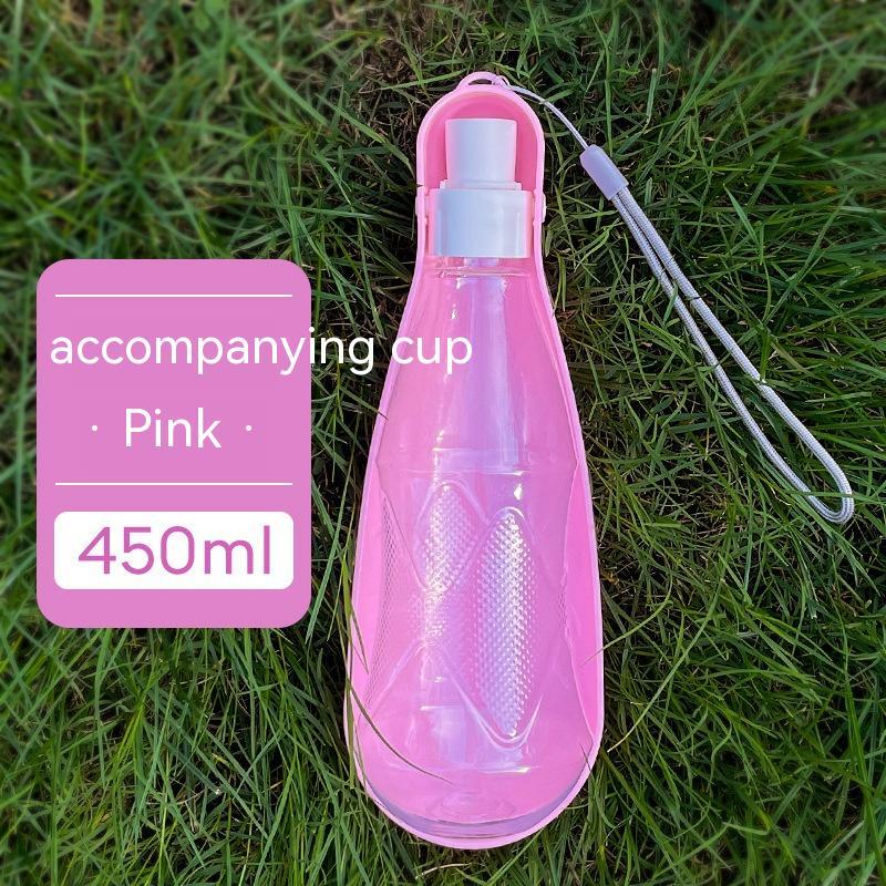 Portable Folding Pet Water Bottle - Pink 450ml