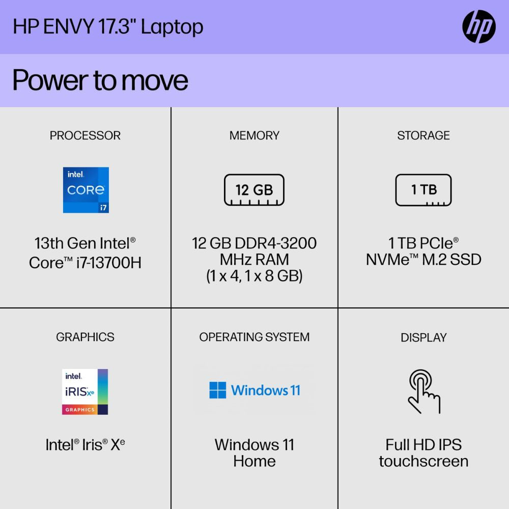 HP Envy - FHD Touch - i7 13700H - 12GB RAM - 1TB SSD - Silver - Image 4