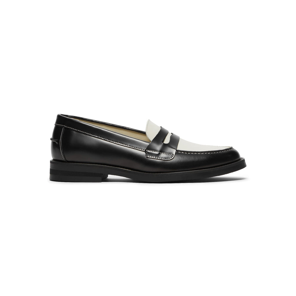 DUKE + DEXTER Wilde Black White Penny Loafer Womens (Black/White)