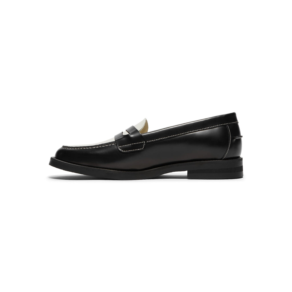 DUKE + DEXTER Wilde Black White Penny Loafer Womens (Black/White) - Image 2