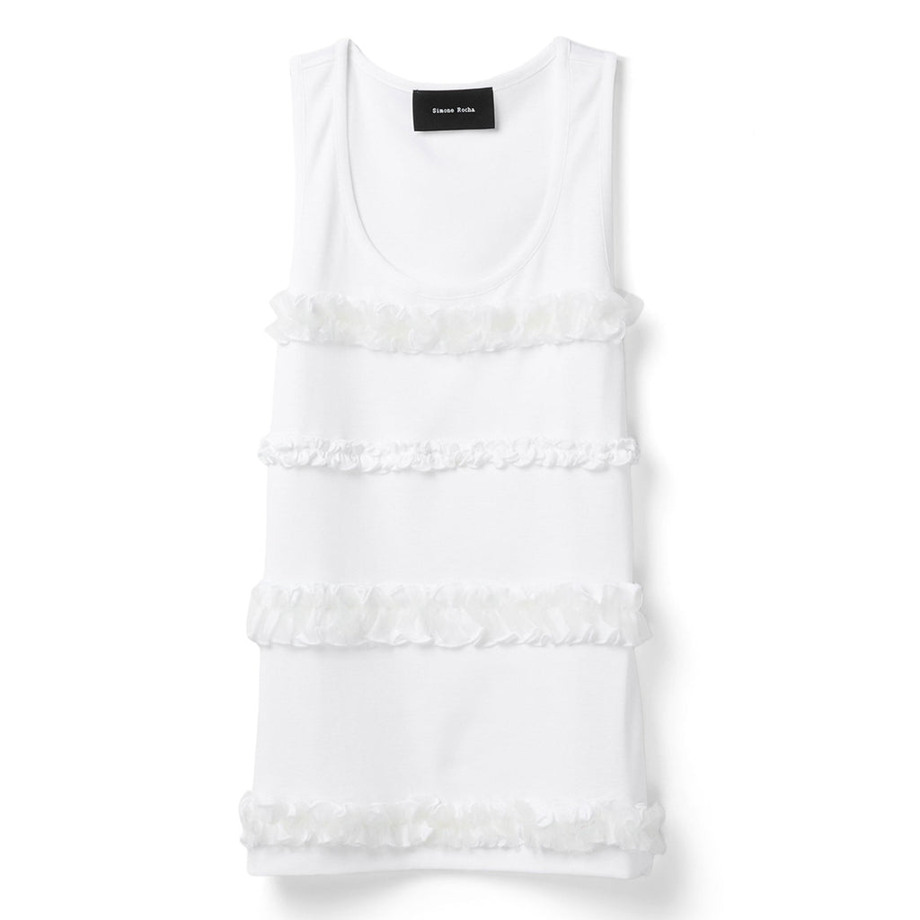 Simone Rocha Fitted Ruffle Frill Tank Top (White)