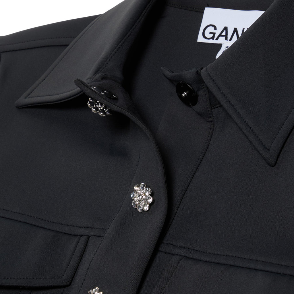 GANNI Scuba Neoprene Fitted Mini Dress (Phantom) - Image 3