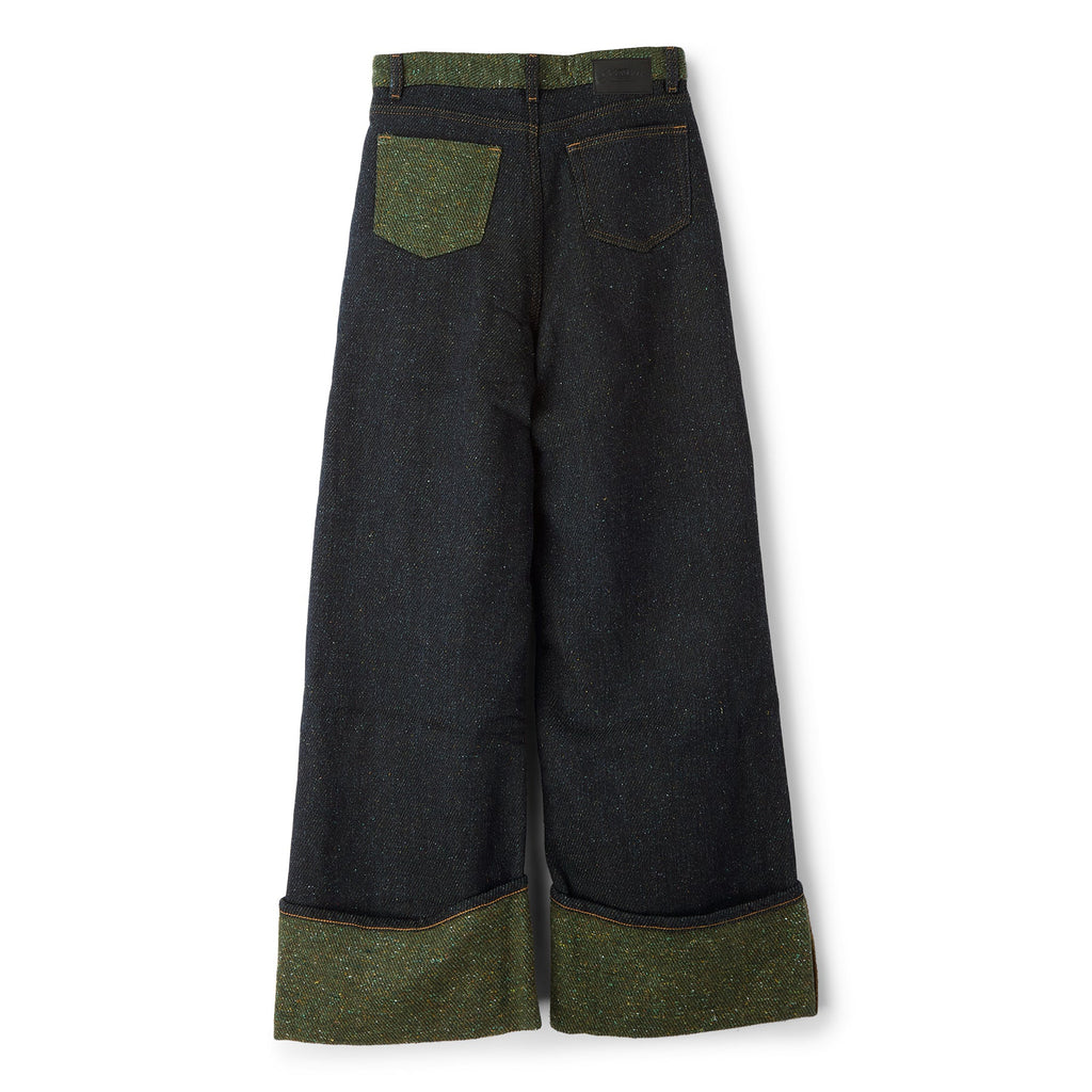 GANNI Fold-Up Twill Denim Baggy Jeans (Phantom) - Image 2