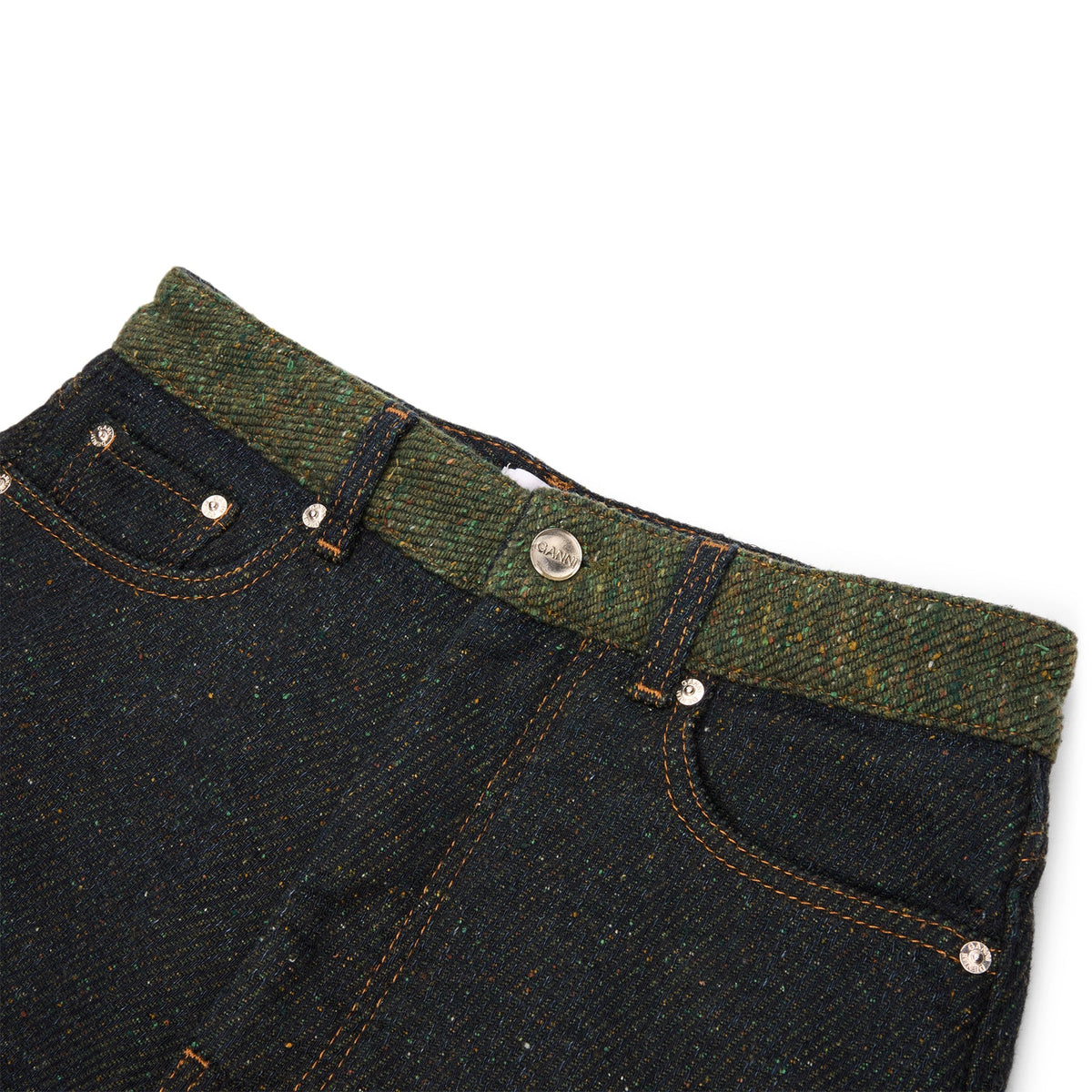 GANNI Fold-Up Twill Denim Baggy Jeans (Phantom) - Image 3