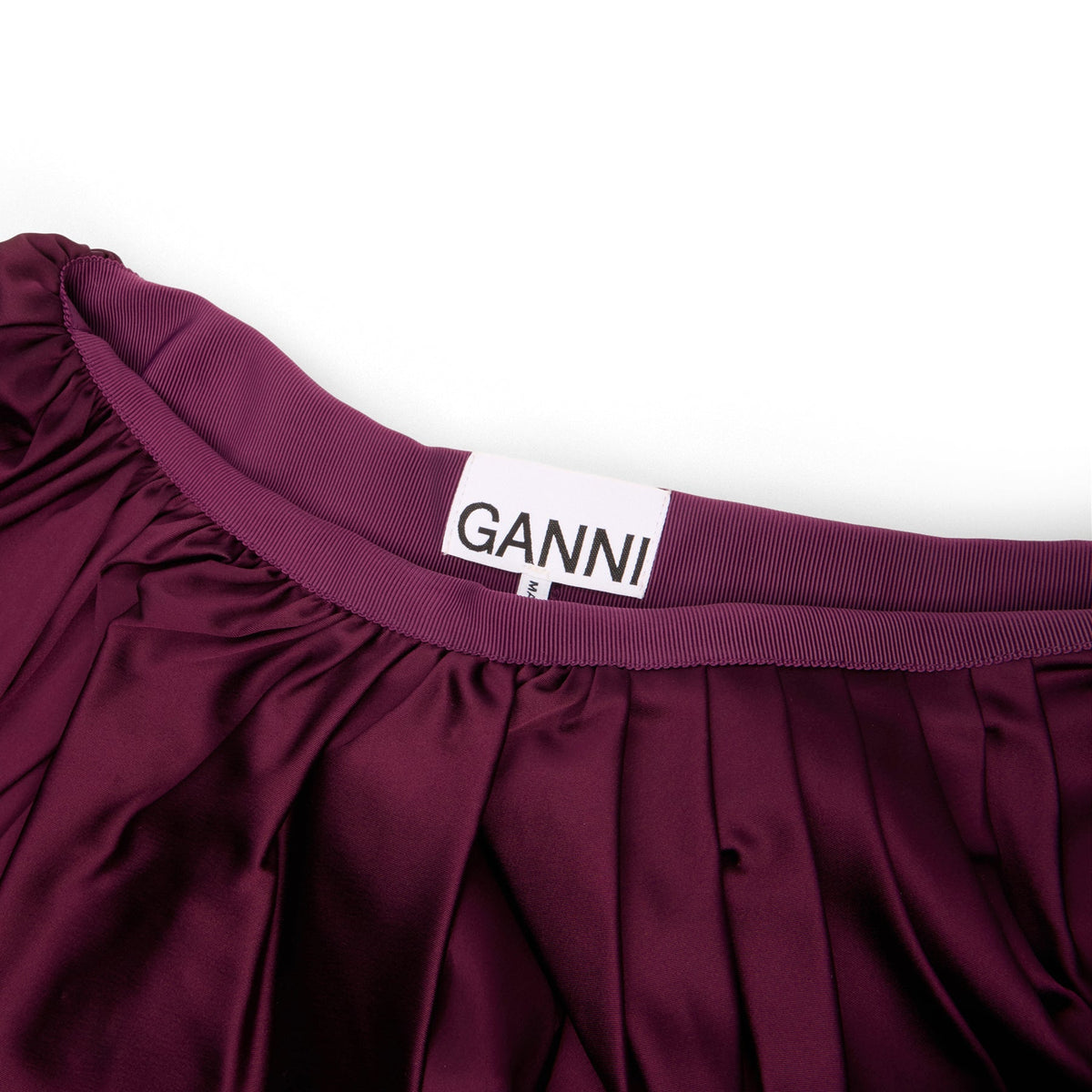GANNI Satin Draped Mini Skirt (Mauve Wine) - Image 3
