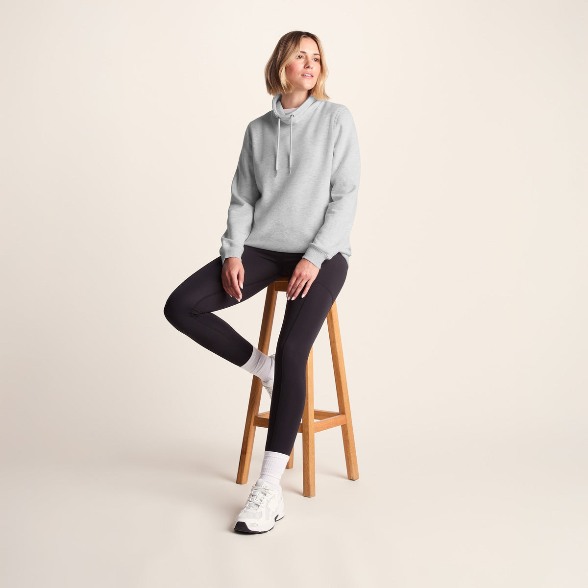 Abigail Womens Supersoft Funnel Neck Sweat - Oatmeal Marl - Image 4