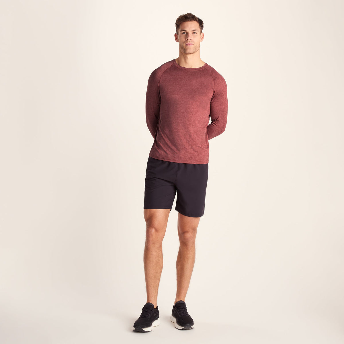 Ace Mens Long Sleeve Performance T-Shirt - Garnet Red - Image 3
