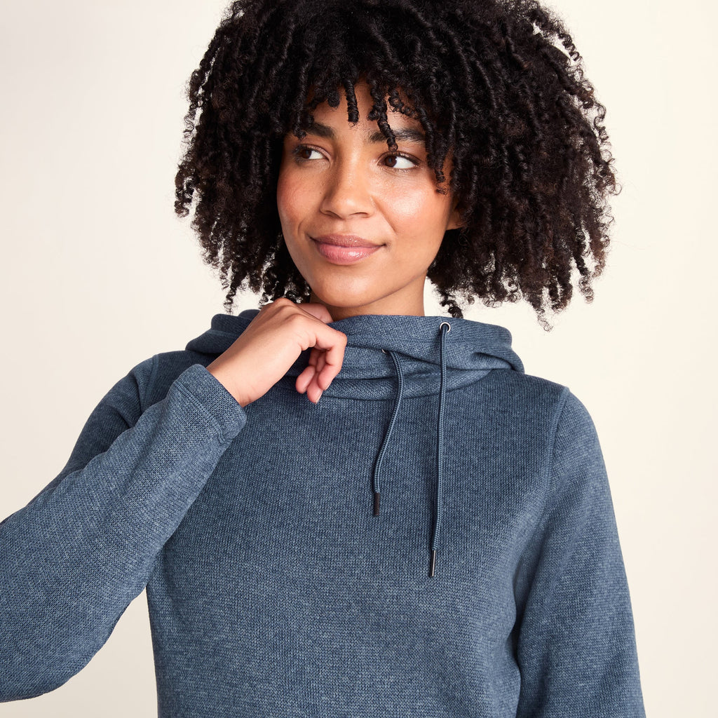 Acer Womens Oversized Supersoft Knitlook Fleece Hoody - Smokey Blue Melange - Image 5