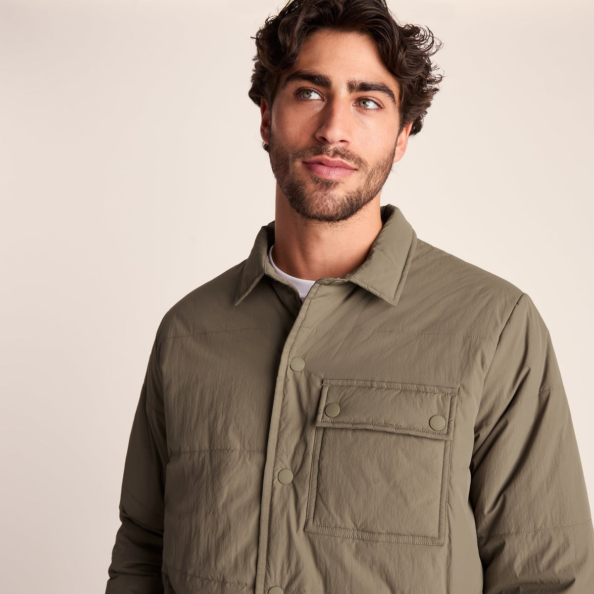 Adamson Mens Shower Resistant Insulated Shacket - Mushroom - Image 7
