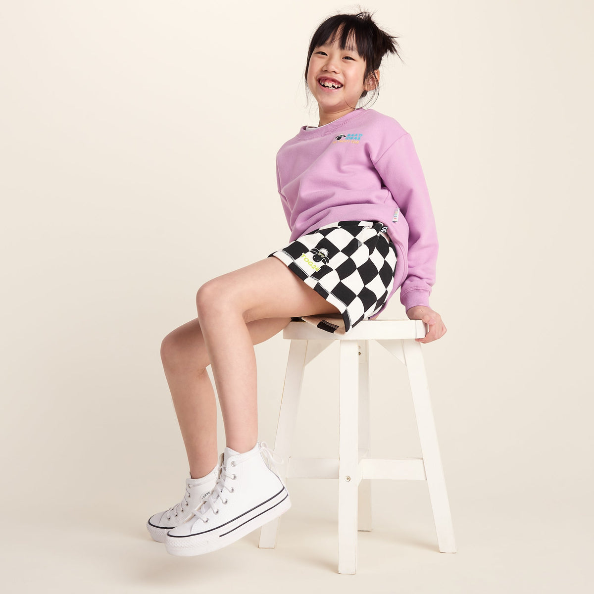 Afrino Kids Shaun the Sheep Sweatshort - Black Woolly Checkerboard - Image 4