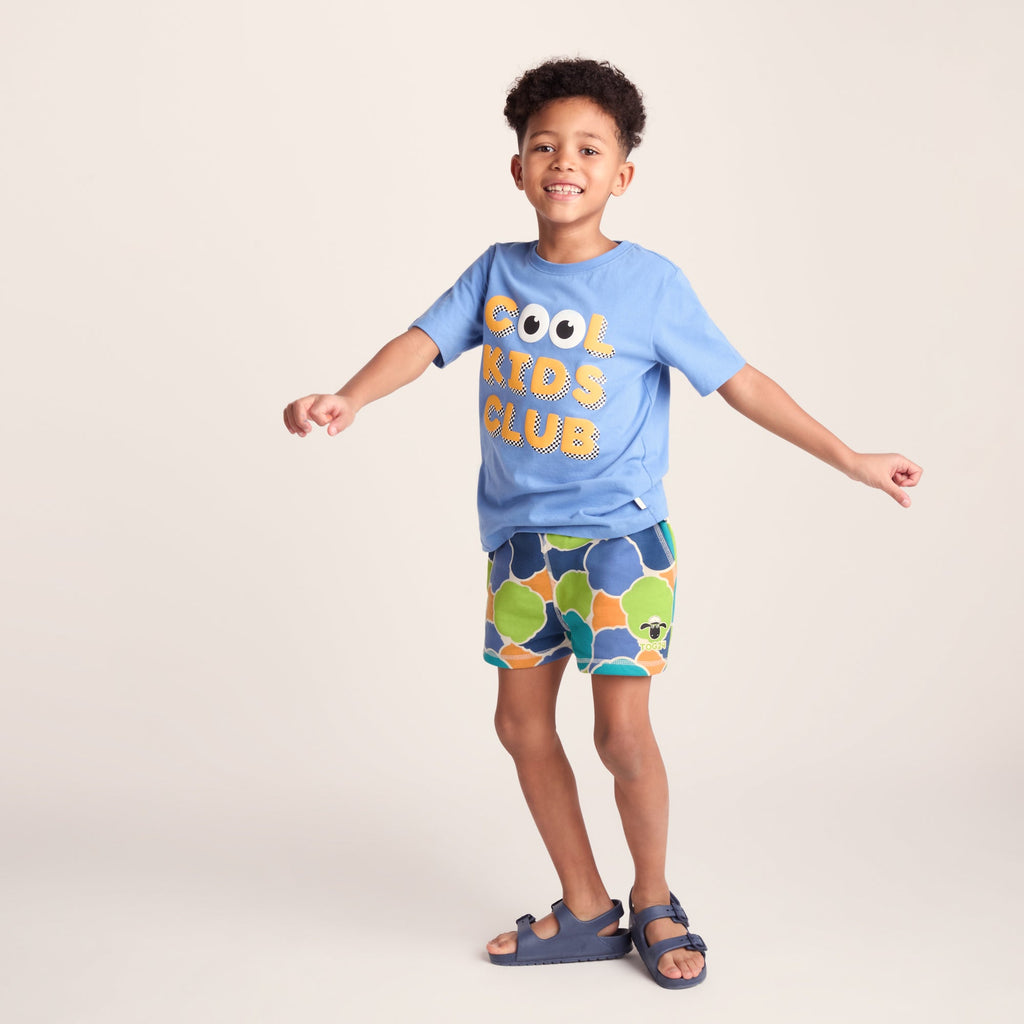 Afrino Kids Shaun the Sheep Sweatshort - Lime Cloud Print - Image 6