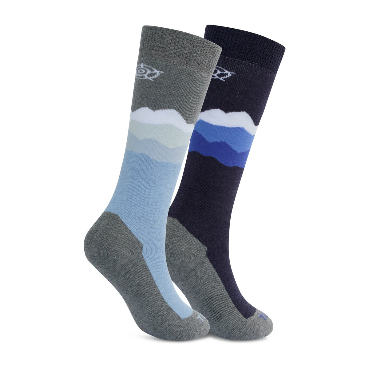 Allevard Womens Ski Socks - Light Grey Marl/Oxford Blue - Image 2