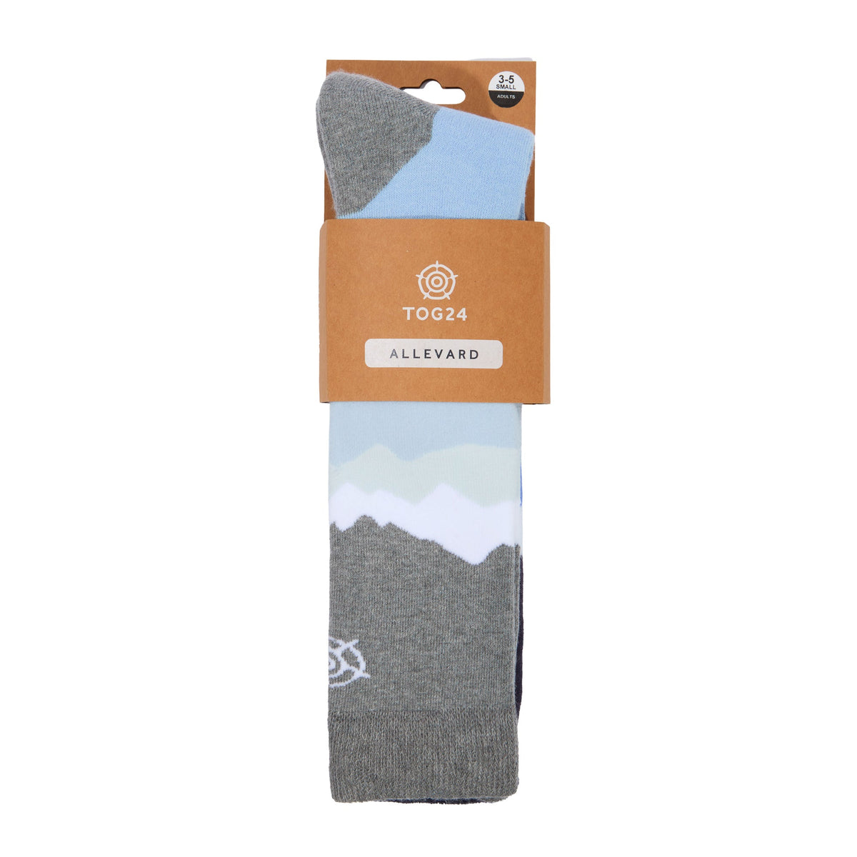 Allevard Womens Ski Socks - Light Grey Marl/Oxford Blue - Image 3
