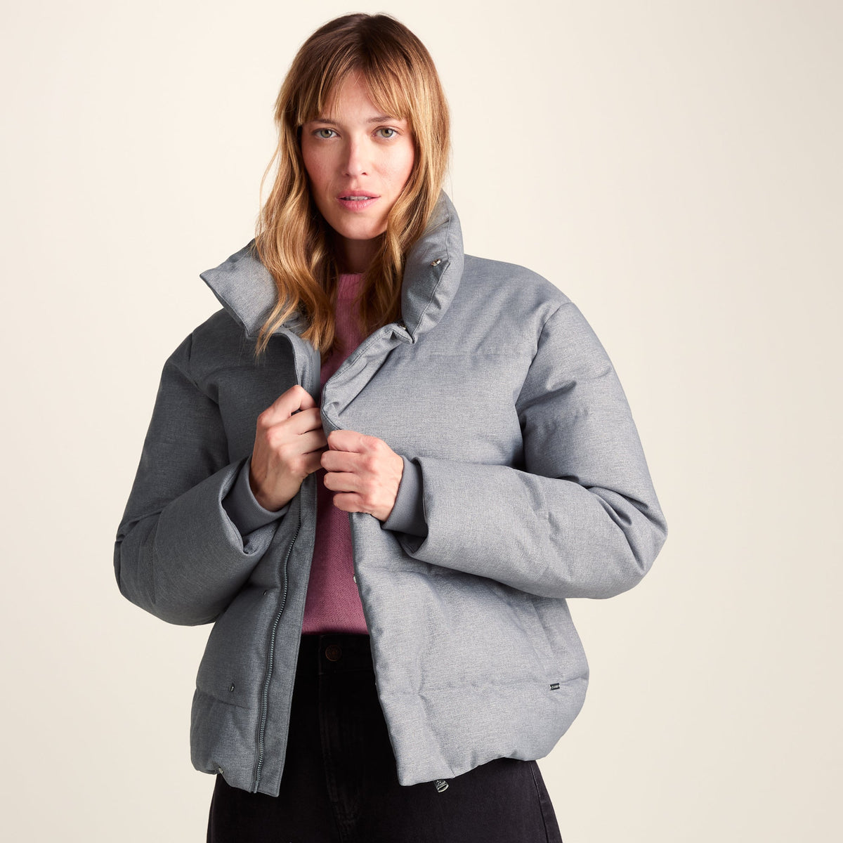 Allitt Womens Short Insulated Padded Jacket - Ice Grey Melange - Image 7