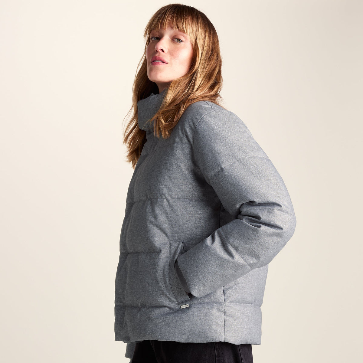 Allitt Womens Short Insulated Padded Jacket - Ice Grey Melange - Image 8